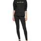 Moletom com capuz feminino DKNY com logotipo, preto, tamanho pequeno