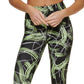 Leggings femininas DKNY Electric Shock estampadas 7/8, amarelas, tamanho X-S