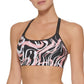 Sutiã esportivo feminino DKNY com estampa de mármore, preto