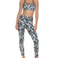 Leggings femininas DKNY com estampa de mármore 7/8, azul, tamanho grande