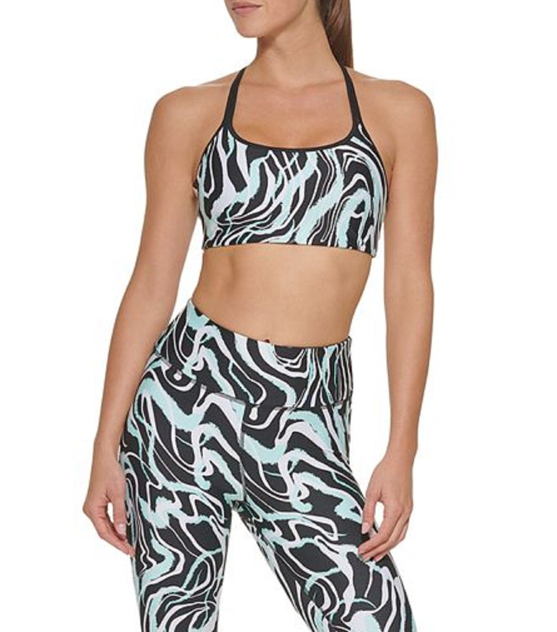 Leggings DKNY Sport Marble Print 7/8 Feminina Azul Tamanho Médio