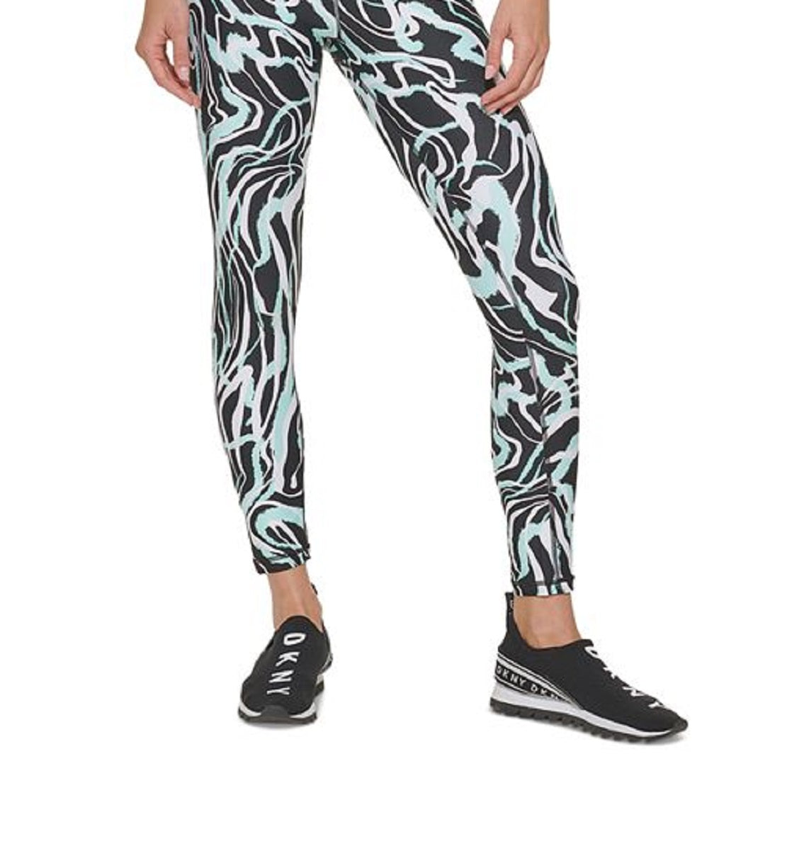 Leggings DKNY Sport Marble Print 7/8 Feminina Azul Tamanho Médio