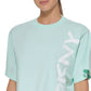 Camiseta feminina DKNY Sport Logo Azul Tamanho X-G