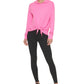 Moletom com capuz feminino DKNY Yoga com amarração frontal, rosa, tamanho grande