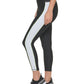 Leggings femininas DKNY com zíper frontal e blocos de cores, 7/8, pretas, tamanho pequeno