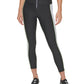 Leggings femininas DKNY com zíper frontal e blocos de cores, 7/8, pretas, tamanho pequeno