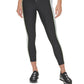 Leggings femininas DKNY com zíper frontal e blocos de cores, 7/8, pretas, tamanho pequeno