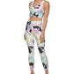 Leggings femininas DKNY camufladas com estampa floral 7/8, tamanho pequeno, azul