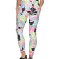 Leggings femininas DKNY camufladas com estampa floral 7/8, tamanho pequeno, azul