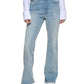 Calça jeans feminina DKNY Boerum de cintura alta, tamanho 27, azul