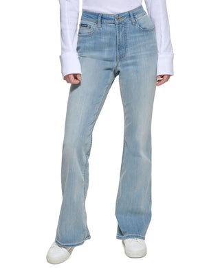 Calça jeans feminina DKNY Boerum de cintura alta, tamanho 27, azul
