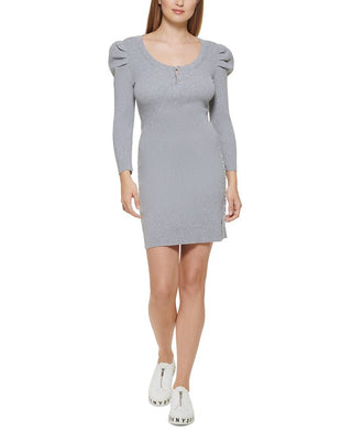 Vestido midi justo casual feminino DKNY cinza tamanho médio