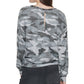 Blusa camuflada feminina DKNY manga comprida preta tamanho pequeno