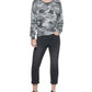 Blusa camuflada feminina DKNY manga comprida preta tamanho pequeno