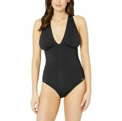 Maiô conversível franzido Michael Kors feminino, preto, tamanho 14