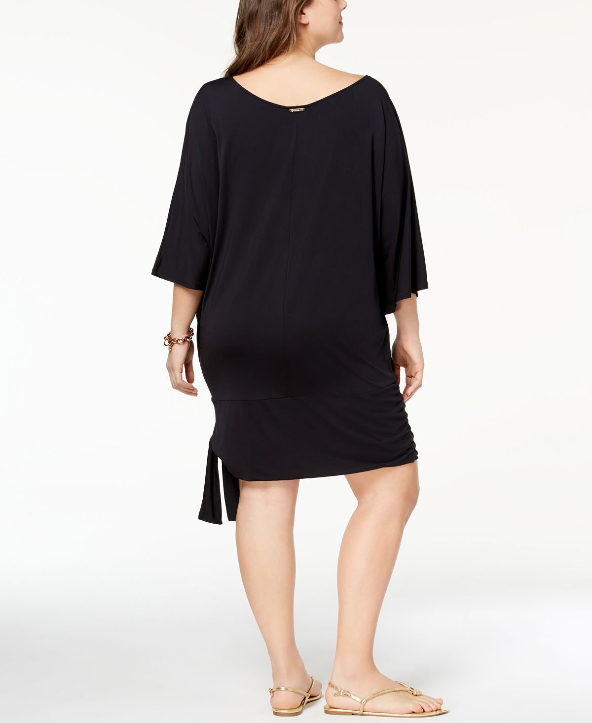 Vestido de saída de praia feminino Michael Kors com amarração lateral, preto, tamanho 2X