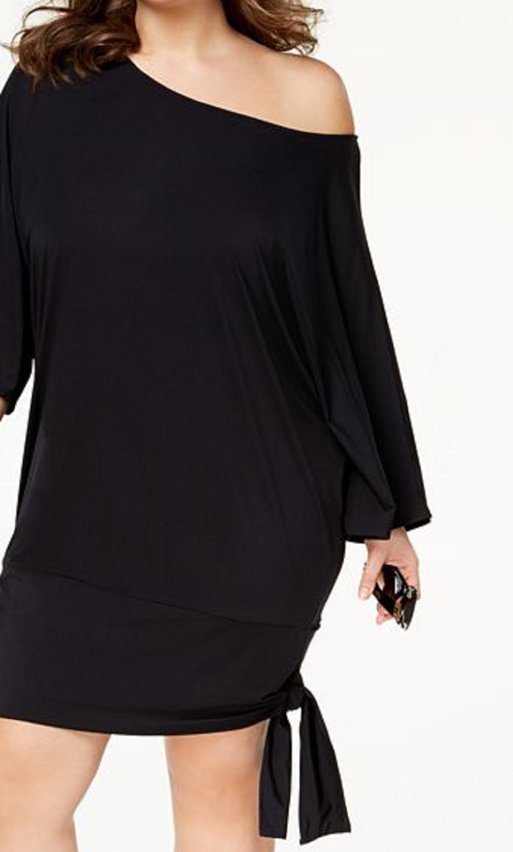 Vestido de saída de praia feminino Michael Kors com amarração lateral, preto, tamanho 2X