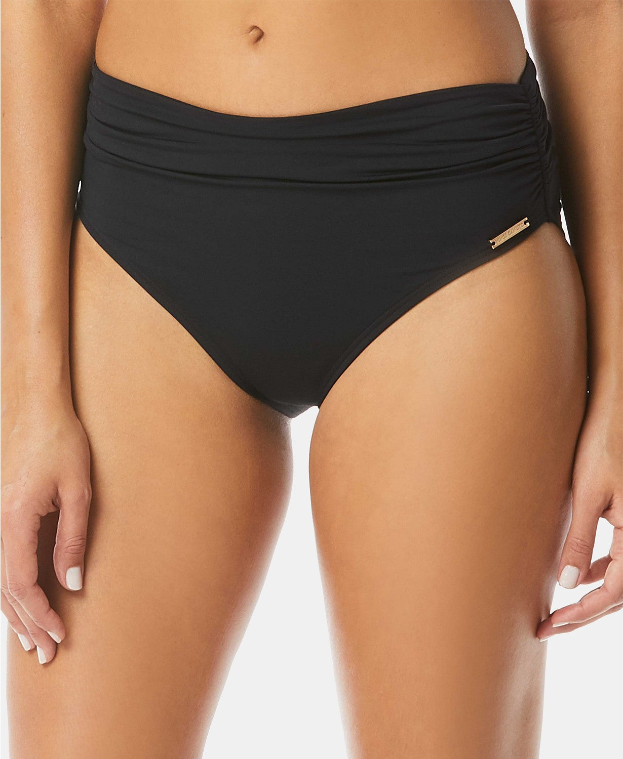 Vince Camuto Calcinha de biquíni feminina de cintura alta e maiô preto