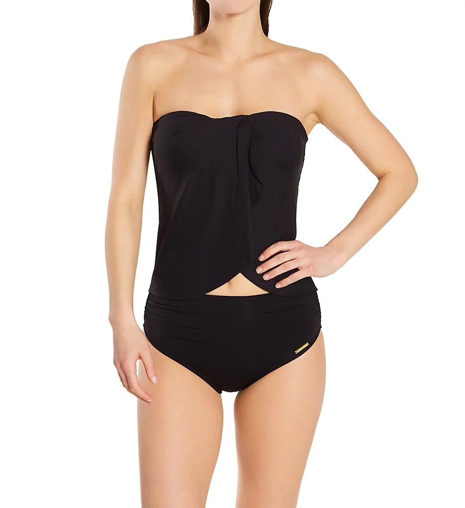 Vince Camuto Calcinha de biquíni feminina de cintura alta e maiô preto