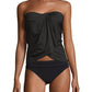 Maiô feminino Vince Camuto Tankini drapeado sem alças preto