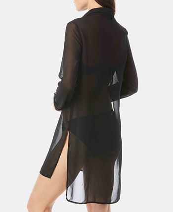 Carmen Marc Valvo Maiô Feminino com Amarração Frontal e Saída de Praia, Preto, Tamanho Grande