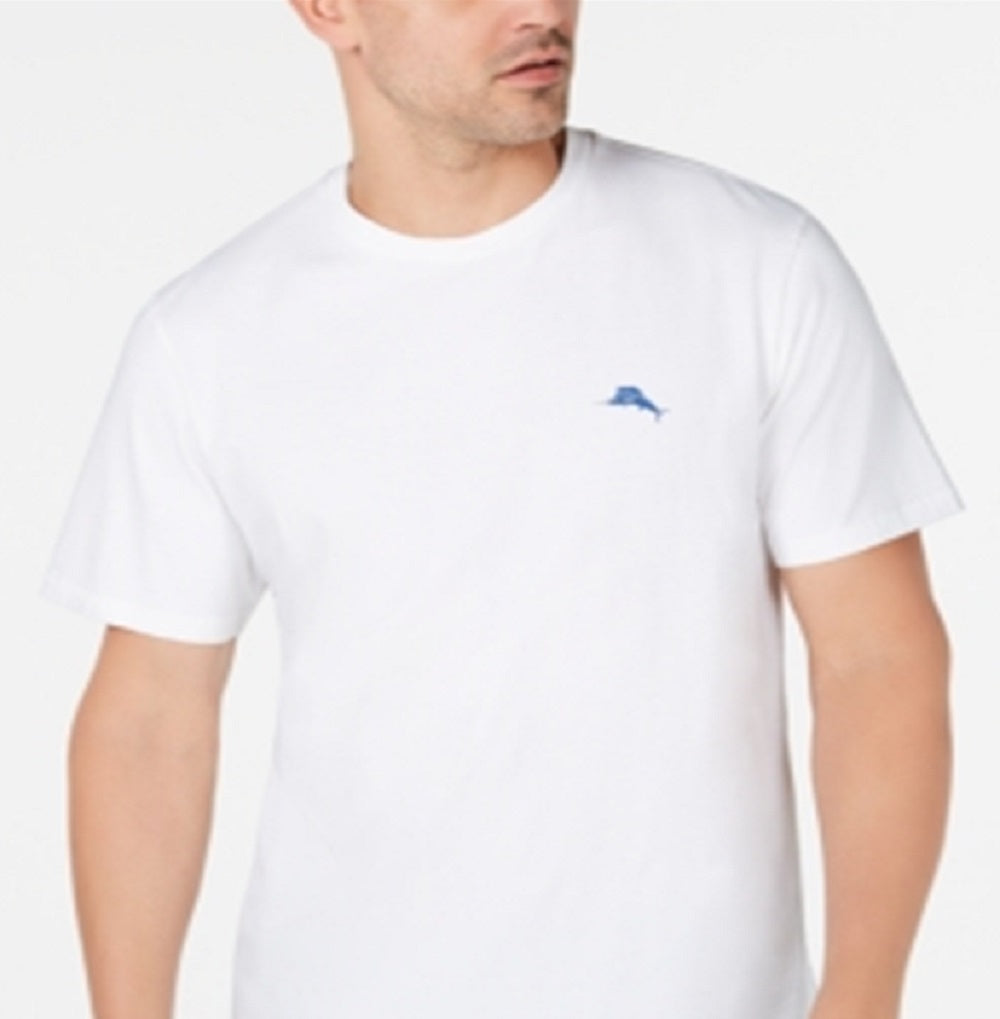 Camiseta masculina Tommy Bahama Independence Marlin com estampa gráfica e logotipo, branca, tamanho XXXL