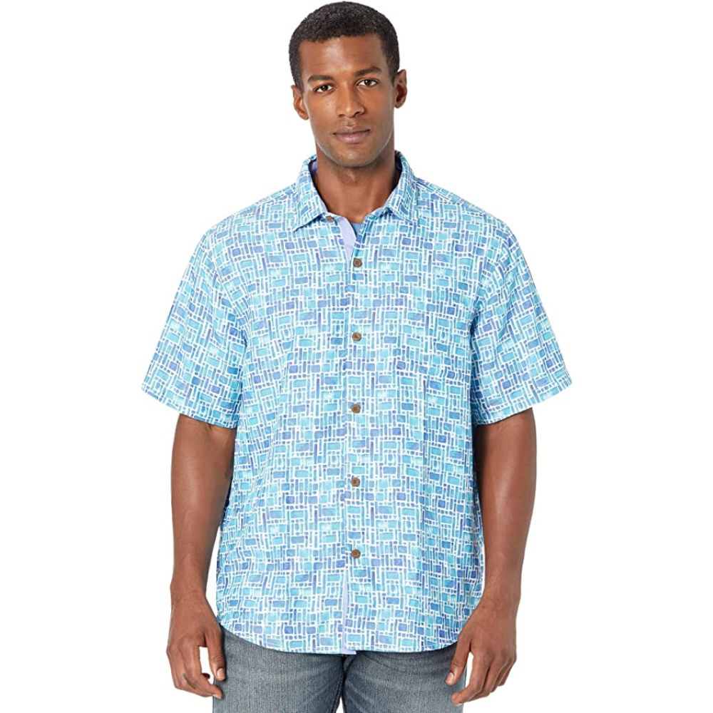 Camisa Tommy Bahama Poolside Tiles Masculina Azul Tamanho XXXL