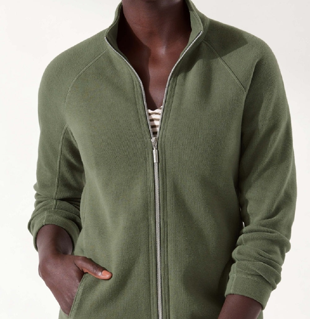 Jaqueta Tommy Bahama Feminina de Algodão Elástico com Zíper Frontal Verde Tamanho Médio