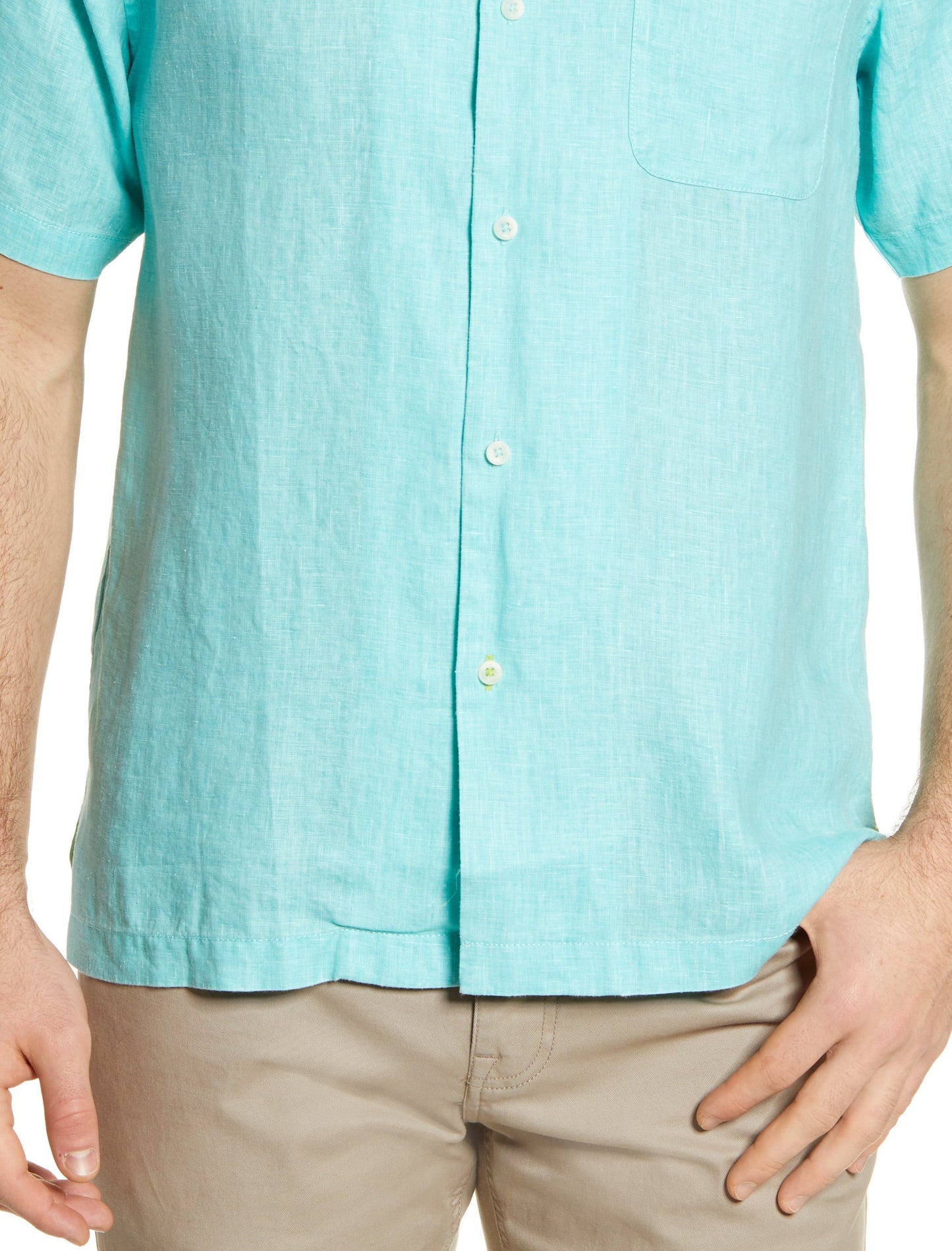 Camisa Tommy Bahama Masculina Manga Curta Sea Glass Camp Azul Tamanho X-G