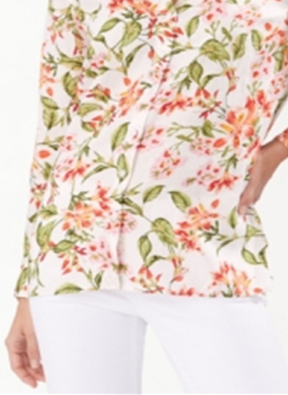 Camisa feminina Tommy Bahama Petal Of Honor com botões, branca, tamanho médio