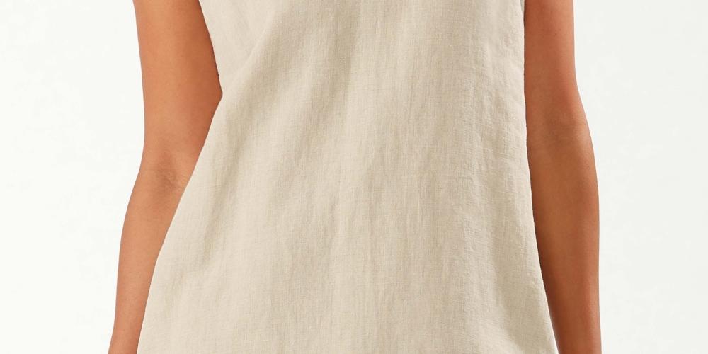 Vestido feminino Tommy Bahama Two Palms com babados e decote em V, linha A, marrom, tamanho médio