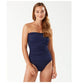 Maiô feminino Tommy Bahama com babados e estampa de pérolas, estilo bandeau, azul-marinho, tamanho 10