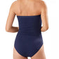 Maiô feminino Tommy Bahama com babados e estampa de pérolas, estilo bandeau, azul-marinho, tamanho 10