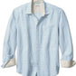 Camisa xadrez de linho Tommy Bahama Ventana masculina, azul, tamanho médio