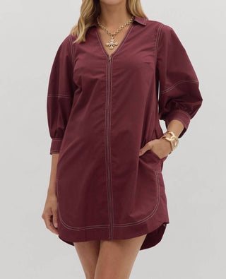 Entro - Zip Lantern Sleeve Mini Dress