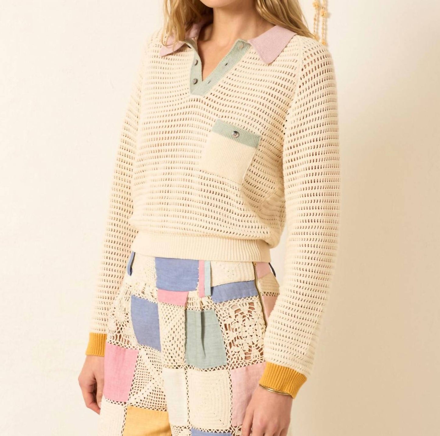 Alix Of Bohemia - Liza Sorbet Crochet Top