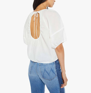 Mãe - Blusa de gola redonda e mangas balão