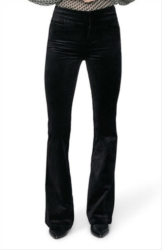 PAIGE Lou Lou Velvet High Waist Flare Pants Black Size 25