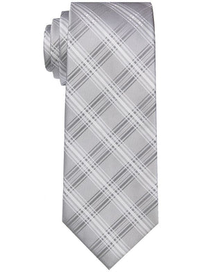 Gravata Calvin Klein Masculina Slim Frosted Xadrez Cinza Tamanho Regular
