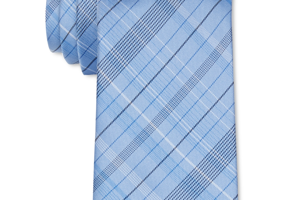 Calvin Klein Diffuse Shadow Plaid Slim Tie Azul Masculino Tamanho Único
