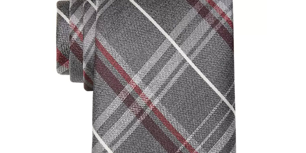 Gravata xadrez clássica ferroviária masculina Michael Kors vermelha tamanho regular