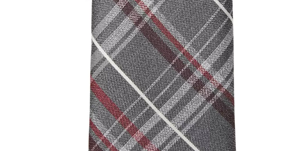 Gravata xadrez clássica ferroviária masculina Michael Kors vermelha tamanho regular