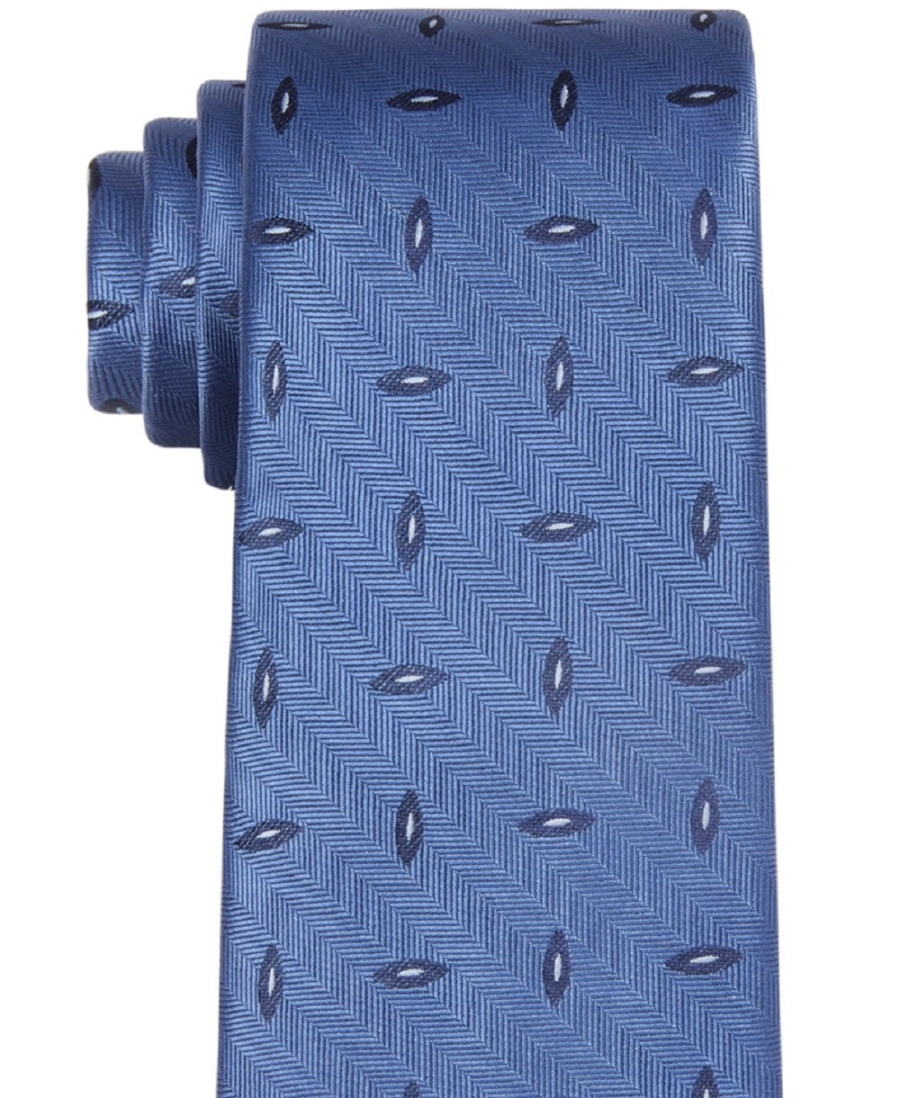 Calvin Klein Saucer Slim Herringbone Geo Tie Azul Masculino Tamanho Regular