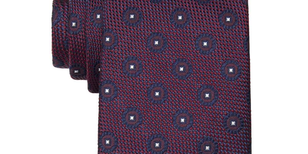 Gravata Tommy Hilfiger Hunter Medallion Masculina Vermelha Tamanho Regular