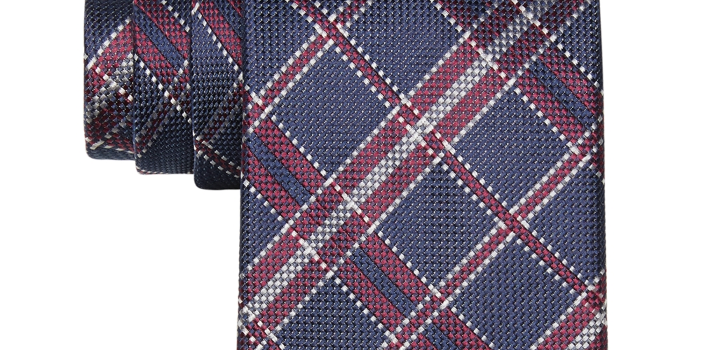 Gravata xadrez masculina Tommy Hilfiger Bold Leo vermelha tamanho regular