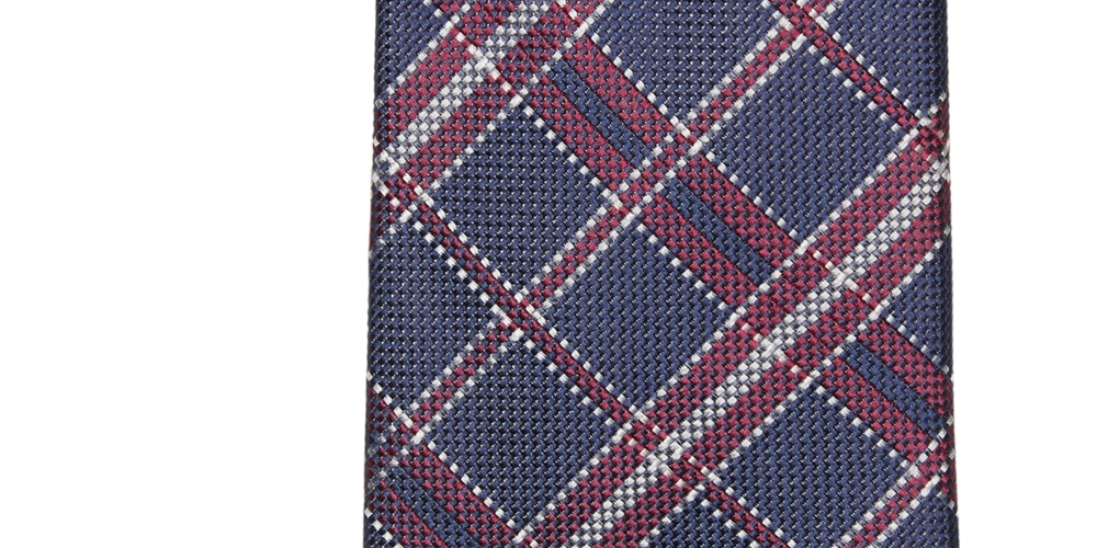 Gravata xadrez masculina Tommy Hilfiger Bold Leo vermelha tamanho regular