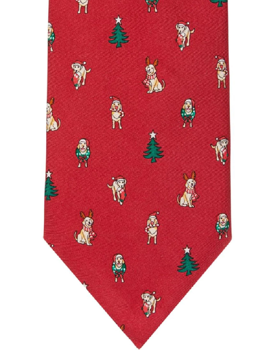 Gravata Tommy Hilfiger Classic Holiday Dog &amp; Tree Masculina Vermelha Tamanho Regular
