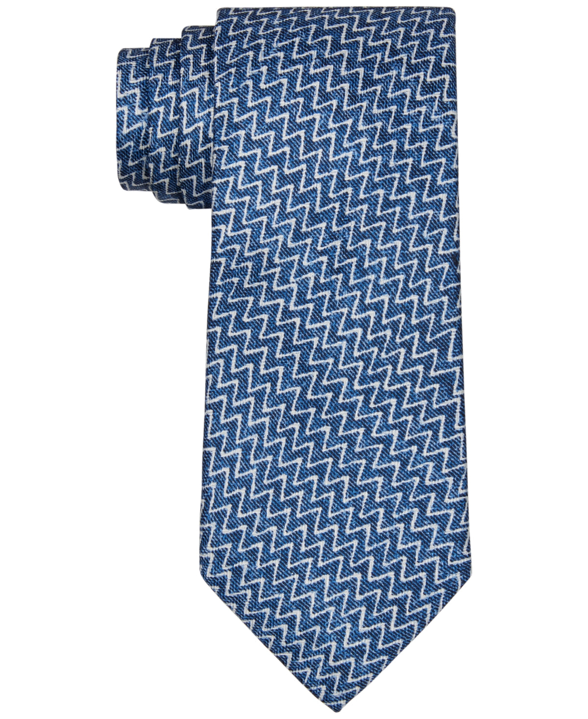 Gravata com estampa linear masculina Michael Kors, azul, tamanho regular