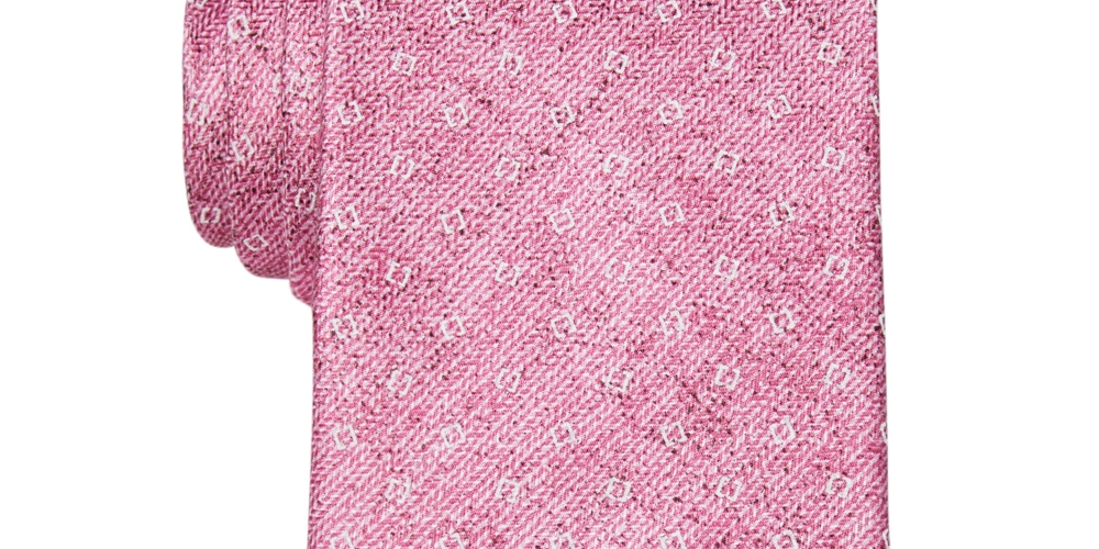 Gravata Masculina Michael Kors com Estampa Geométrica Rosa Tamanho Regular