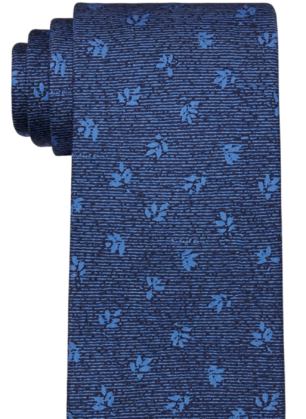 Gravata Masculina Michael Kors Texturizada com Estampa de Haste Pequena Azul Tamanho Regular
